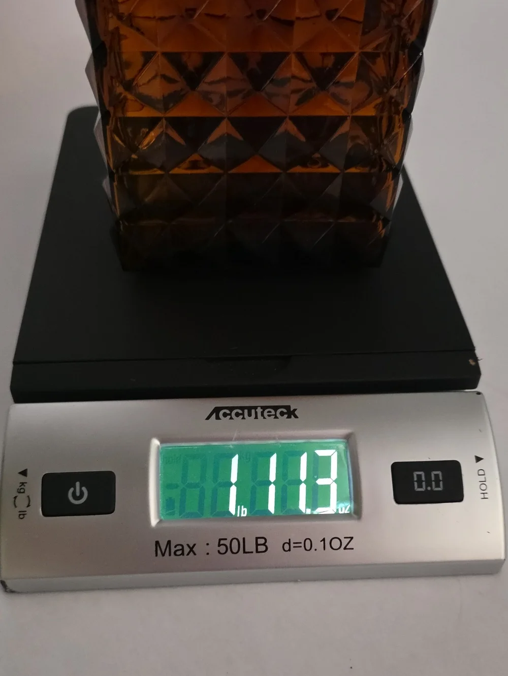 Vintage Amber Glass Decanter Made in Spain Mid Century Diamond Point Barware